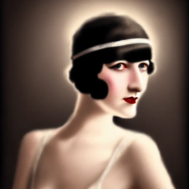 Image similar to 1 9 2 0 s woman in a flapper photo portrait, atmospheric lighting, painted, intricate, ultra detailed, well composed, best on artstation, cgsociety, epic, stunning, gorgeous, intricate detail, wow, masterpiece