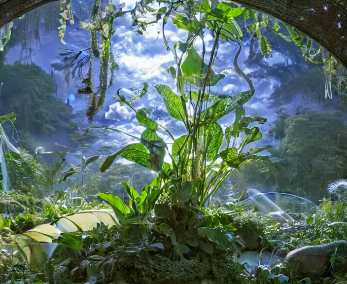 Prompt: simplicity, transparent clear see - through image of mollusks, lush botany, orchids, ferns, garden environment, ultra realistic, concept art, art nouveau, photorealistic, octane render, 8 k, unreal engine. art by gustave dore and nori inoguchi and sam kaplan and zachary goulko and christopher marley and artgerm and alphonse mucha