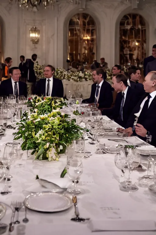 Prompt: zelensky and vladimir putin dinner, 8 k, hdr, great light, by greg rutkowski and annie leibowitz