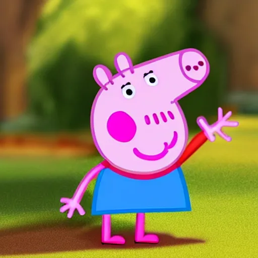 Prompt: peppa pig's head is a magnum handgun