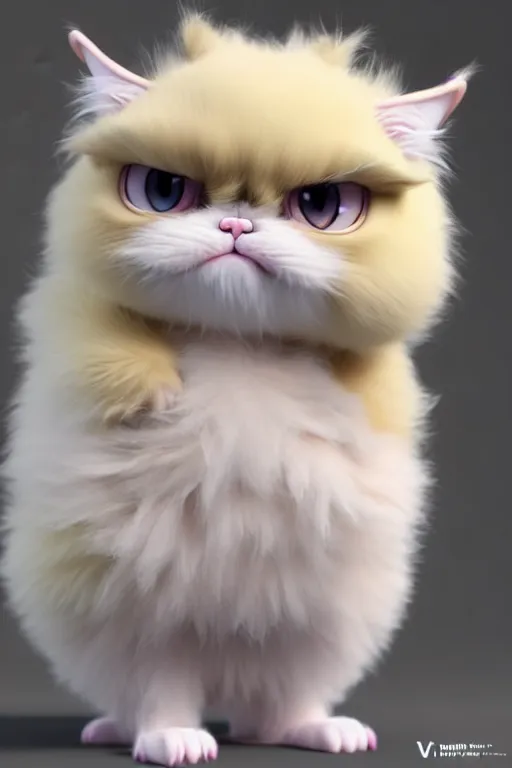 Image similar to high quality 3 d render hyperrealist very cute pastel fluffy! grumpy griffin cat hybrid with wings!, vray smooth, in the style of detective pikachu, hannah yata charlie immer, dramatic yellow light, low angle, uhd 8 k, sharp focus