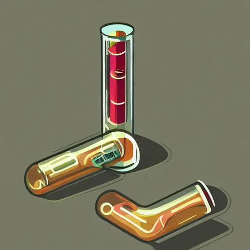 Image similar to editorial illustration science test tube, fine texture, dynamic composition, detailed, matte print, dynamic perspective, colorful modern, mads berg