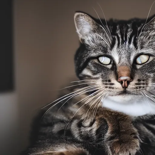 Prompt: close up shot of a stunning cat that my wife ruses to let me bring home, 4 k, adorable, diffused