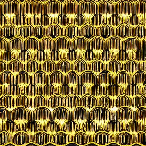 Image similar to symmetry, repeating pattern gold wall paper. art deco