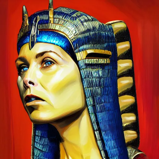 Prompt: Portrait of Elon musk as Cleopatra, oil on canvas, powerful, regal, professional concept art, highly detailed, sharp focus-n 9