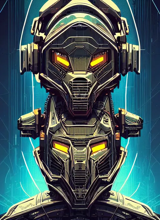 Image similar to a lion cyborg helmet by dan mumford, cyberpunk city abandoned, center frame singular high fantasy character concept art symmetrical features, digital painting, sharp focus, illustration