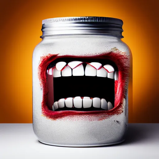 Image similar to Evil monster in a jar, product photography, centered, studio lightning