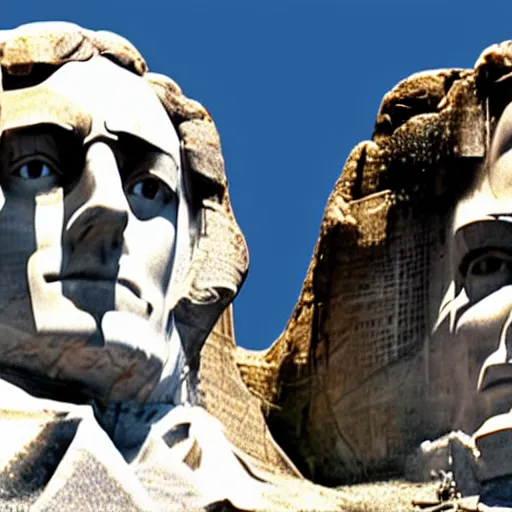 Prompt: emma stone's face inside mount rushmore