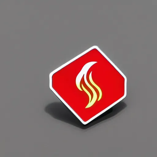 Image similar to a photo of a retro 8 0 s minimalistic clean fire warning enamel pin, studio lighting, behance