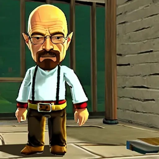 Prompt: walter white as a shop owner in the legend of zelda ocarina of time