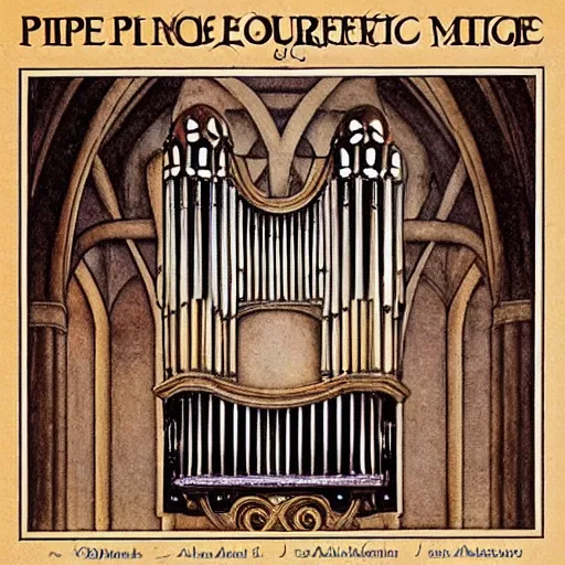 Prompt: pipe organ music album art by alan lee and albrecht durer