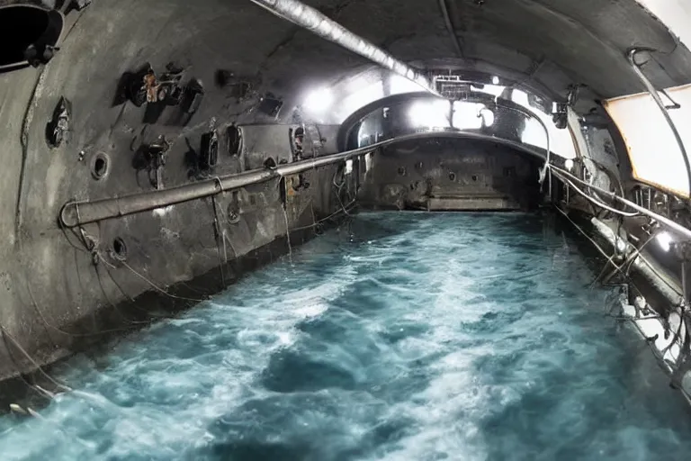 Prompt: inside a submarine
