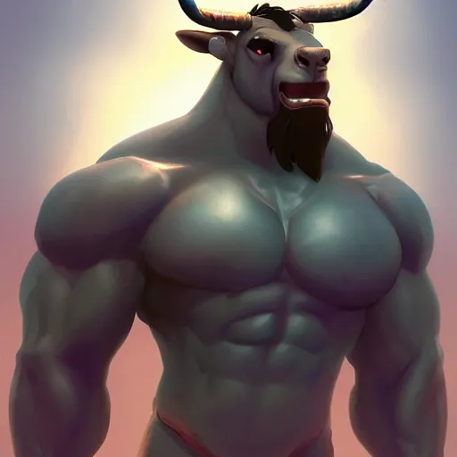 Image similar to portrait of a black minotaur, strong chest, big horns, mattepainting concept blizzard pixar maya engine on stylized background splash comics global illumination lighting artstation, sharp focus, lois van baarle, ilya kuvshinov, rossdraws