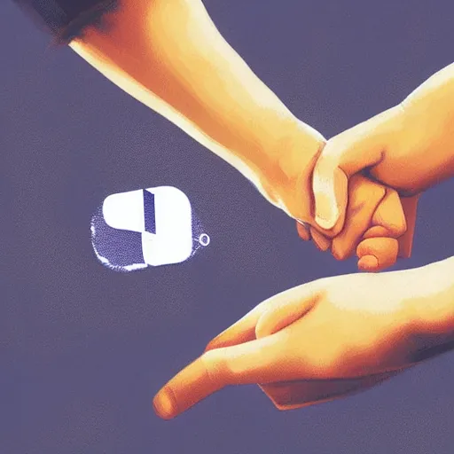 Image similar to digital art, nintendo and playstation holding hands