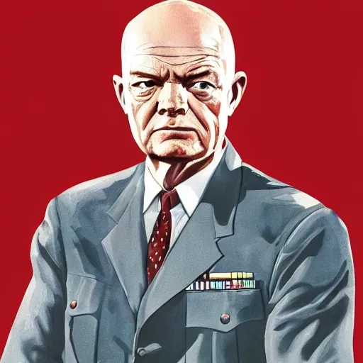 Image similar to dwight eisenhower in gta v, cover art by stephen bliss, boxart, loadscreen