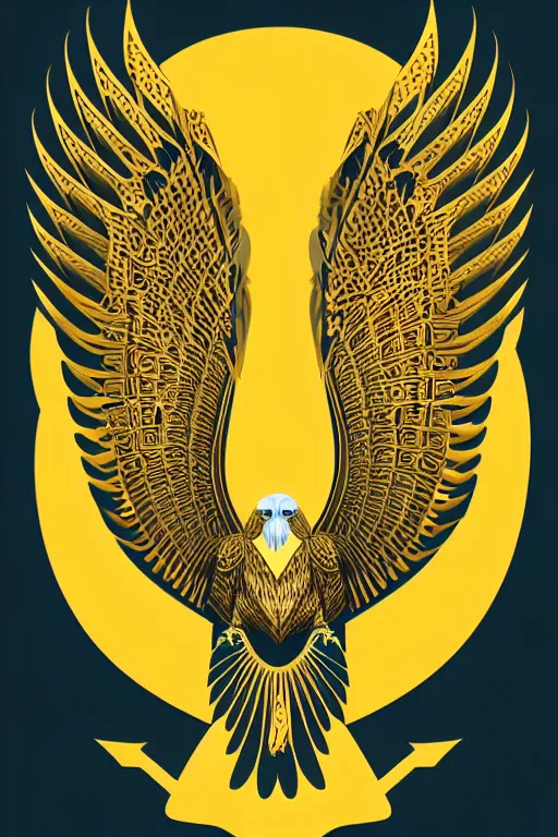 Image similar to Portrait of eagle, steampunk, gold, colorful, illustration, highly detailed, simple, smooth and clean vector curves, no jagged lines, vector art , smooth