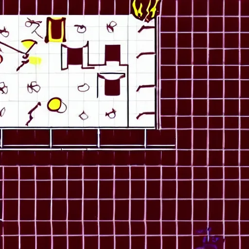 Prompt: the level's floor is colored maroon and has a playground pattern, a table with a macintosh and the walls have a funtime pattern and a smiler, and this level smells like fart, writing on the wall, wires, blood on the wall