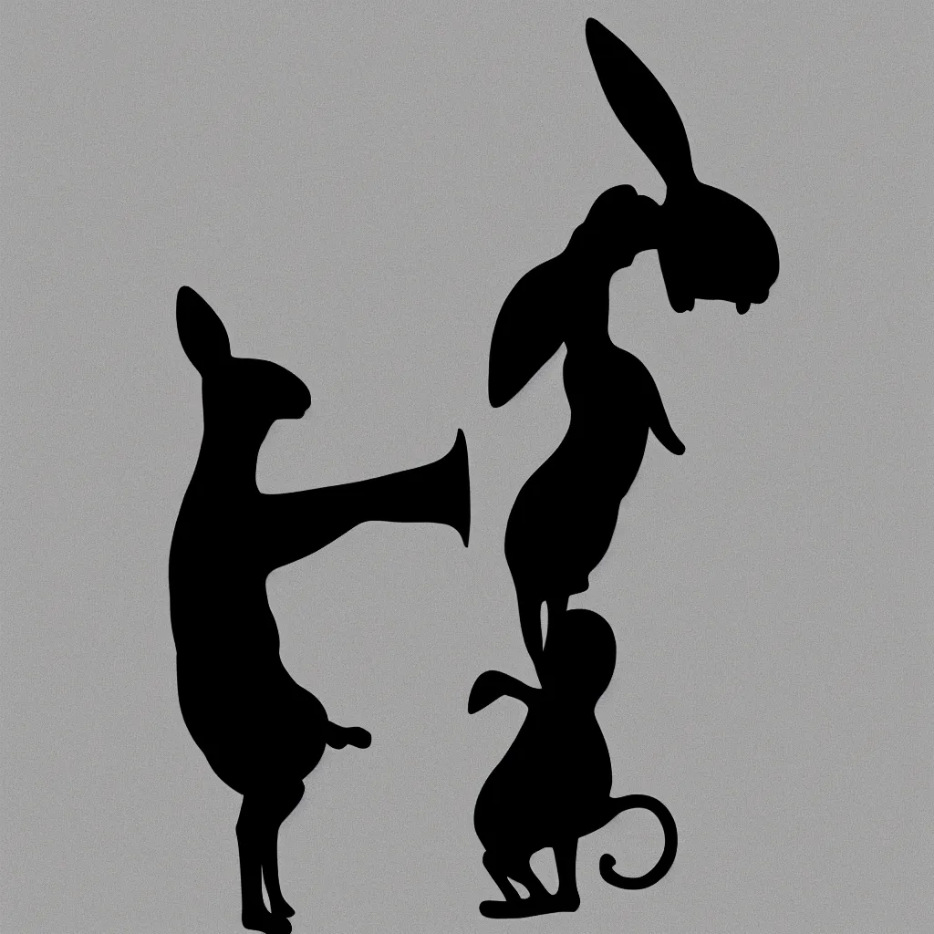 Image similar to silhouette of bunny talking into bullhorn, digital art