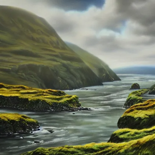 Prompt: photorealistic landscape painting of Ireland, highly detailed