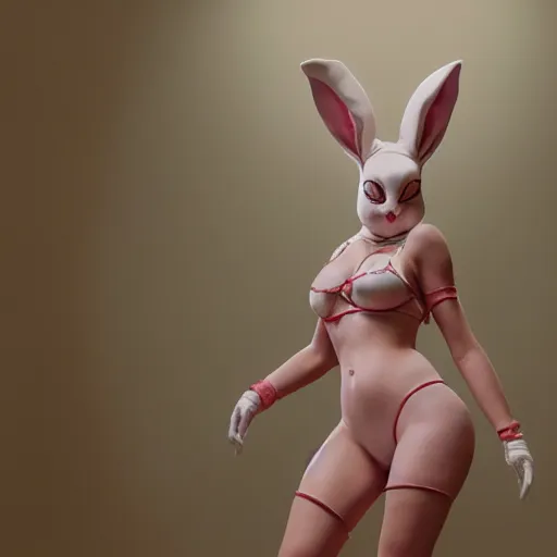 Image similar to detailed film still of mary wistead wearing a playboy bunny outfit, 8 k, by greg rutkowski, artgerm, global illumination