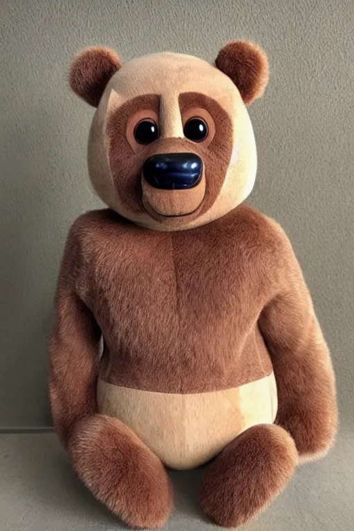 Image similar to a cute ggi 3 d anthropomorphic bear with soft fur and a face like yogi in the style of pixar