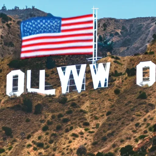 Image similar to recreation of signature of independence of united states in year 2 0 2 1 in california with the hollywood sign in the background. 4 k, hdr, realistic detail.