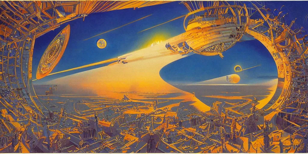 Prompt: Entering the all seeing eye large scale painting by Robert McCall and Vladimir Kush