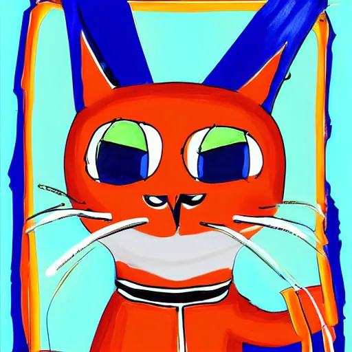 Prompt: Pete the cat,digital art, smooth,highly detailed, ranking number 1 in the world