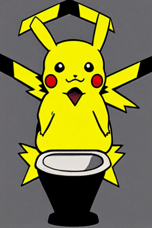 Image similar to pikachu sitting on a toilet