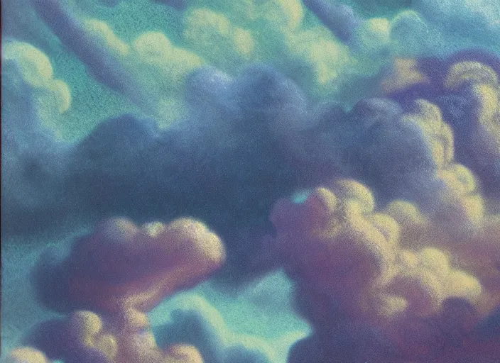 Image similar to a bumpy speckled matte painting pleasing - palette roaring dragon, close - up, pleasing palette, made out of idyllic nebulous clouds sophisticated detailed pastel dragon from scenery fantasia ( 1 9 4 1 )