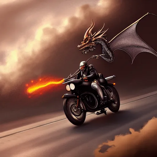 Prompt: a dragon riding a motorbike, modernism, 4 k, ultra detailed, digital art, trending on artstation