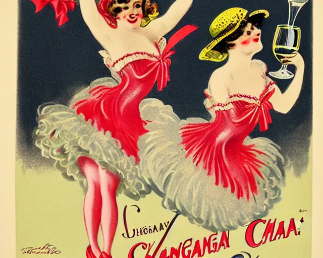 Image similar to vintage, champagne. cancan, french, realistic, cheerful, 1 9 0 2