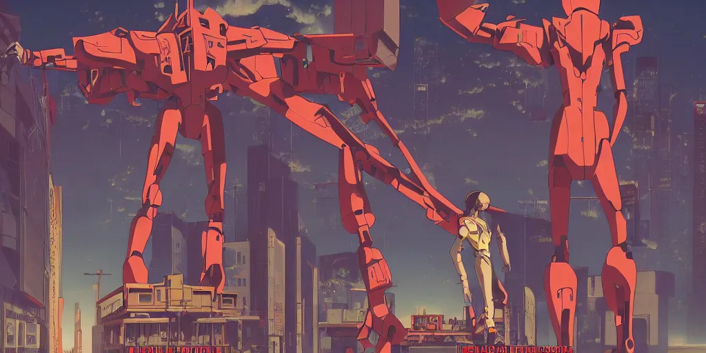 Image similar to Evangelion Movie poster, 3D anime, Arcane Style, Retropunk, Steampunk, high resolution, clock tower inside iron and machines, side scrolling, Rule of Thirds, 4K, Retrofuturism, Studio Ghibli, Simon Stålenhag