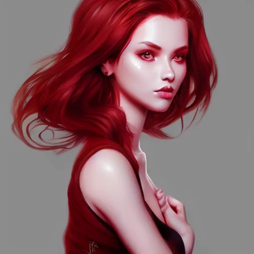 Prompt: hot petite teen girl, full body, red hair, gorgeous, amazing, darkness aura brooding from her body, elegant, intricate, highly detailed, digital painting, artstation, concept art, sharp focus, illustration, art by Ross tran