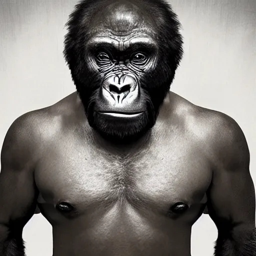Image similar to gorilla with joe rogan's face