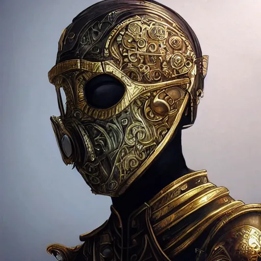 Image similar to Very very very very highly detailed epic photo of face with venetian mask, intricate, dystopian, sci-fi, extremely detailed, digital painting, artstation, concept art, smooth, sharp focus, illustration, intimidating lighting, incredible art by Artgerm