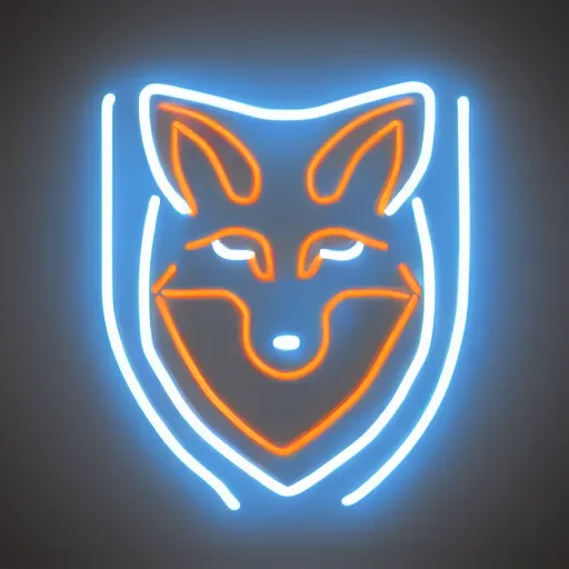 Image similar to neon logo of a fox head on a shield