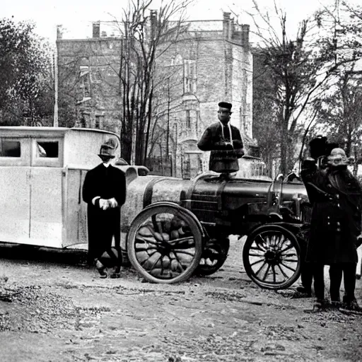 Image similar to a time traveler, black and white historical picture, 1 9 2 0,