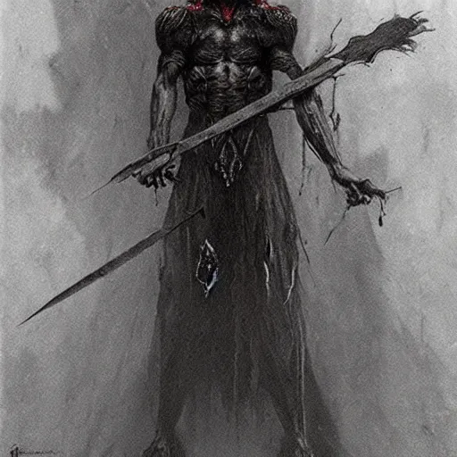 Image similar to dark elf executioner concept, beksinski