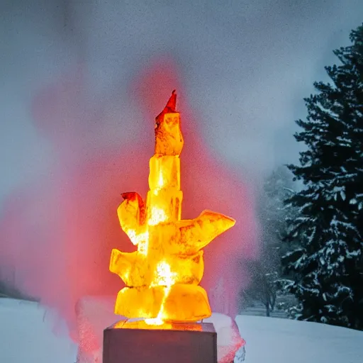 Image similar to photo of a burning ice sculpture