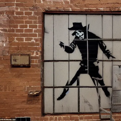 Prompt: outlaws and outsiders turn their back to the current society and create a new world in the style of banksy