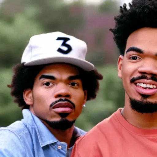 Image similar to a tv still of Chance The Rapper starring as a college student in a 1993 black sitcom