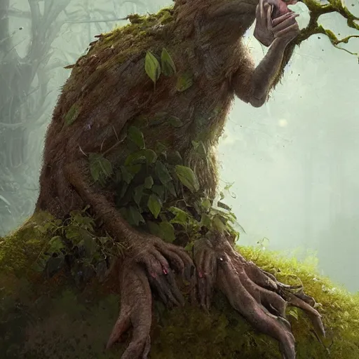 Image similar to a rat creature, in the shape of a ent, by greg rutkowski, trending on art station, highly detailed, magic the gathering, matte painting