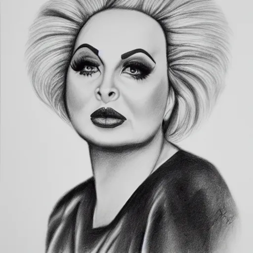 Image similar to a portrait of divine, pencil drawing