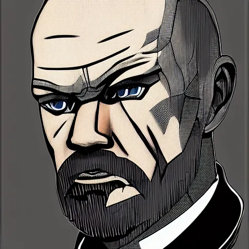 Image similar to cyberpunk vladimir lenin as the leader of a futuristic communist society, cybernetics, sharp lines, digital, artstation, colored in