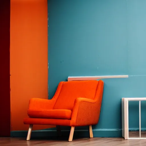 Prompt: A photo of an orange cat laying on a red sofa