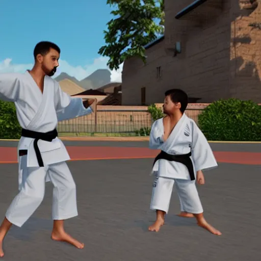 Prompt: karate kids unreal engine