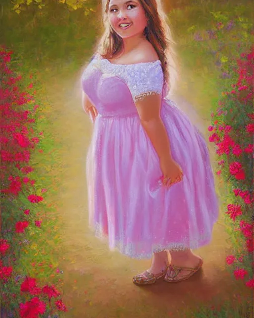 Prompt: beautiful plus size girl painting by lilia alvarado