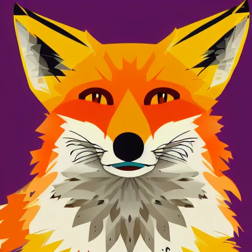 Prompt: cubist vector style fox art