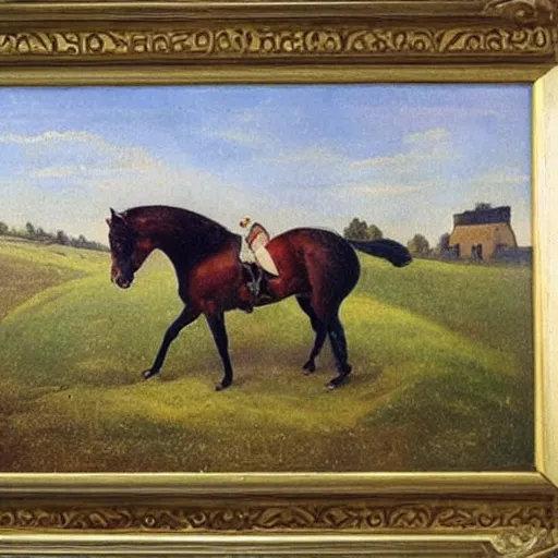 Prompt: panorama racławicka, old polish painting of a horse